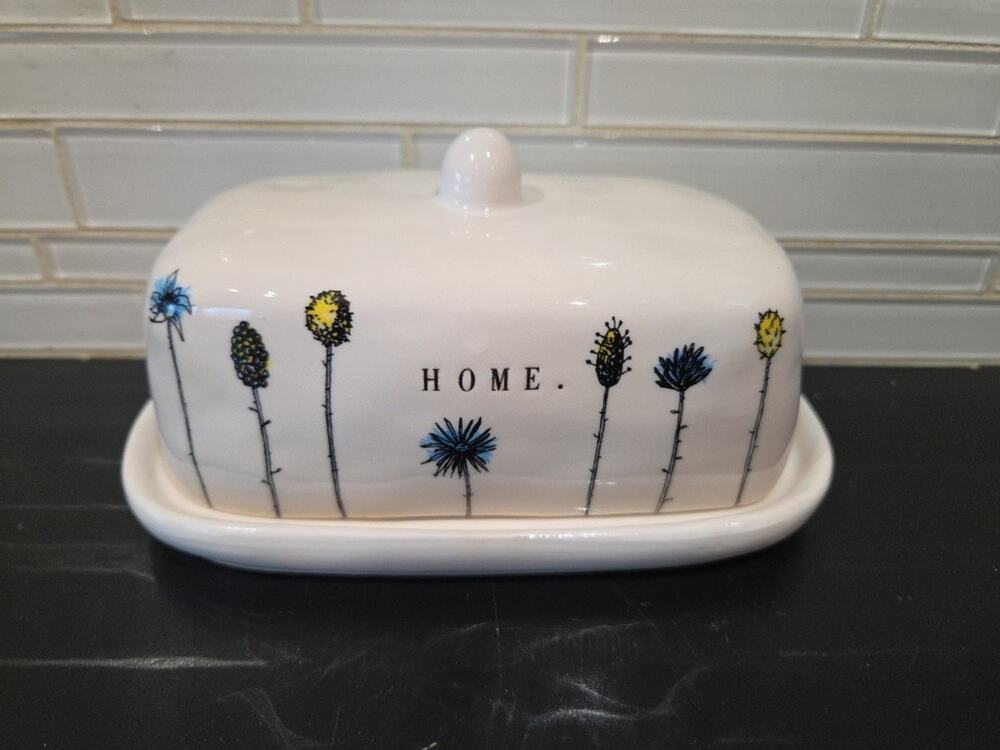 Rae Dunn Ceramic Spread Butter Dish Home Flowers